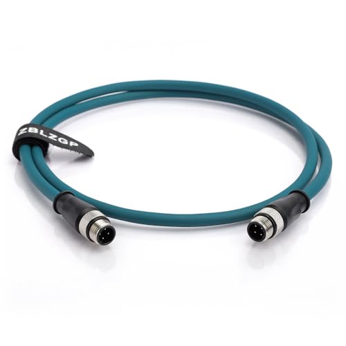 3m Profinet Industrial Ethernet Camera Cable, M12 4-Pin D-Code Male to Male IP67 Shielded Flexible Cat5e Cable for Barcode Reader, Omron Sick Baumer Sensor, Industrial Green (RAL 6018) PVC Dark Green 3M
