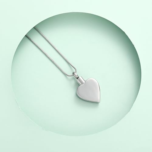 Urn Necklace for Ashes Personalized Urn Pendant Heart Necklace Pets Paw Print Keepsake Waterproof Memorial Gifts for Dogs A-Silver-Blue