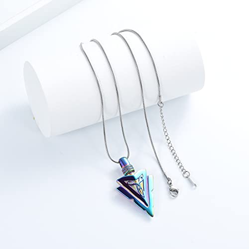 Cremation Jewellery for Ashes Necklace Arrowhead Pendant Memorial Necklace Urn Necklace for Ashe of Loved Ones Keepsake Lockets Ashes Holder Pet Dog Heart Urn Jewellry Spear Point Jewellry Rainbow