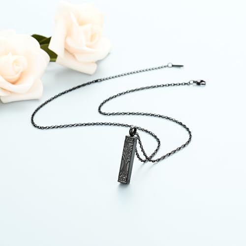 shajwo Tree of Life Cremation Jewelry Urn Necklaces for Ashes Black