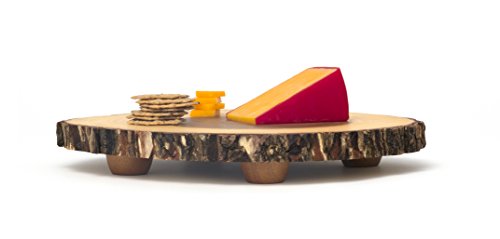 Lipper International 1010 Acacia Tree Bark Footed Server for Cheese, Crackers, and Hors D'oeuvres, Small 10" x 10" x 1.8"