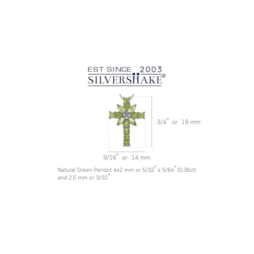 Silvershake White Gold Plated 925 Sterling Silver Cross Pendant with 18 Inch Chain Necklace Genuine Peridot rhodium (white gold plated)