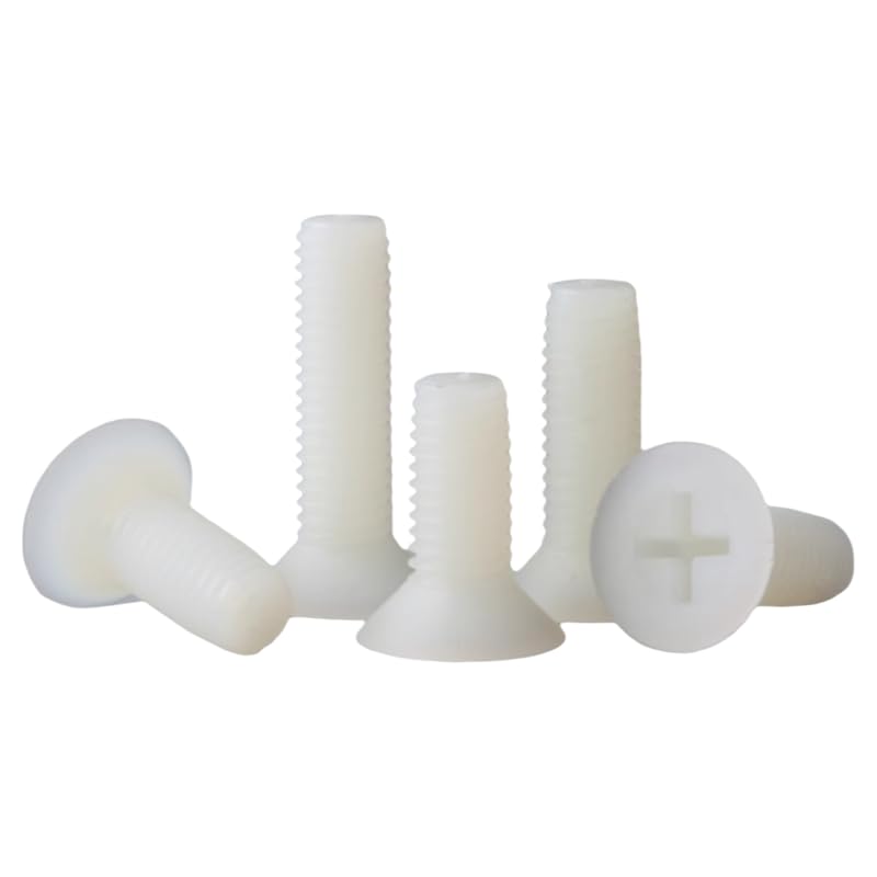 [Australia - AusPower] - Nylon M3x5 1000PCS Metric Phillips Flat Head Screws - Chemical Resistant Fastener Kit, Non-Conductive PA66 Bolts for PCB/Automotive Assembly White 
