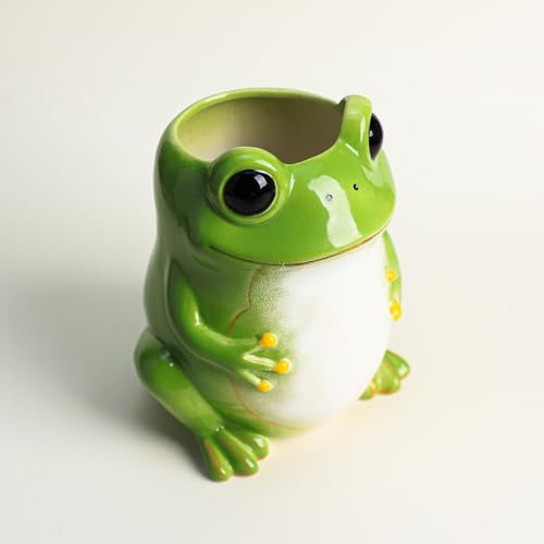 Ceramic Frog Kitchen Utensil Holder, Large Cooking Utensil Crocks for Countertop, Utensil Organizer, A