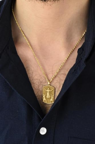 LKBEADS 925 Sterling Silver Saint Corona 3D Pendant Necklace In Rectangle Shape With 18 Inch Cable Chain Gold Plated Charm Meaningful Jewelry |LKD_3DM_00044