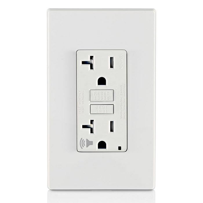 [Australia - AusPower] - Leviton GFCI Outlet with Audible Alarm, 20 Amp, Self Test, Tamper-Resistant with LED Indicator Light, Great for Refrigerators in Garages, GFTA2-W, White 20A GFCI, Audible Alarm 
