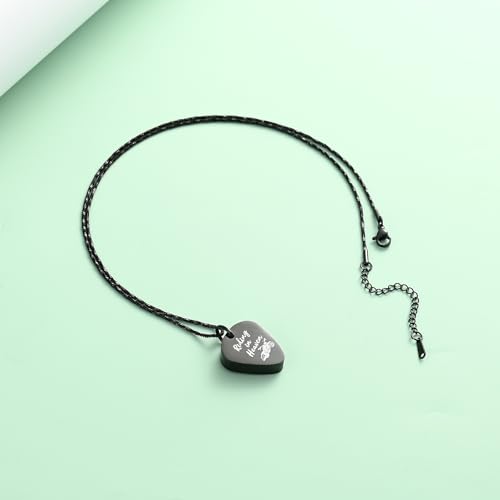 Yinplsmemory Cremation Jewelry Guitar Pick Urn Necklace for Ashes for Women Men Riding In Heaven Motorcycle Ashes Keepsake Memorial Jewelry Black