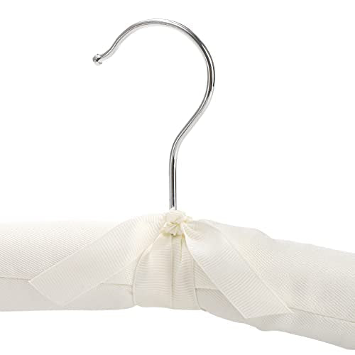 Tosnail 12 Pack Fabric Padded Hangers, Foam Padded Wedding Dress Hangers for Coat, Blouse, Sweaters, Bride Dress, Clothes - White