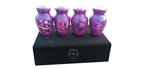Set of 4 Pretty Keepsake Urns Small for Human Ashes Mini Funeral Cremation Pot with Black Velvet Box