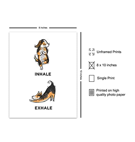 Inhale Exhale Wall Art - Meditation Dogs Wall Art Decor - Perfect Decoration for Studio, Gym, Home, Office - Motivational, Inspirational Poster Print or Gift for Yoga Instructor, Zen and Buddha Fans