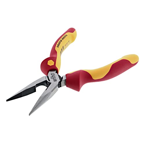 Wiha 32926 insulated industrial long nose pliers, 6.3-inch needle-nose pliers with red and yellow handles