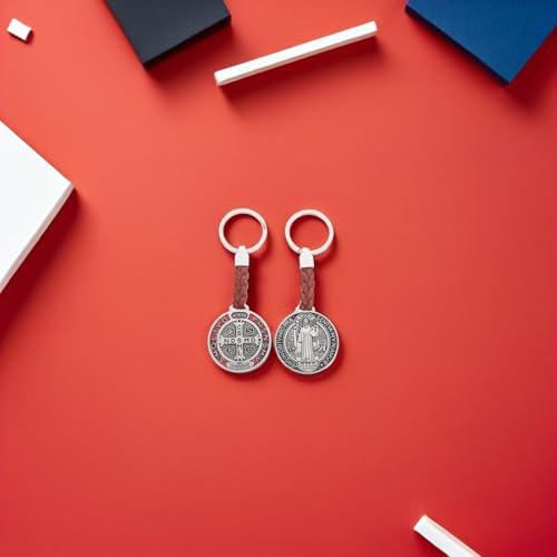 4pcs Metal Cross Keychains with Saint Benedict Crucifix Pendant, Wearresistant and Portable Design, for Prayer and Faith Events, Stylish Religious Charm for Backpack, Wallet Or