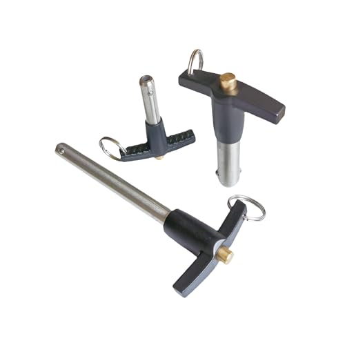 ZRuiYFFS stainless steel T-handle ball lock pin with lanyard, 12mm diameter and 80mm clamping length