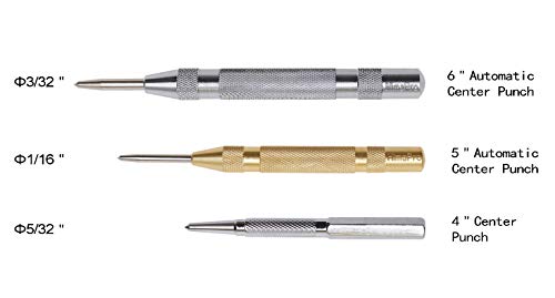 HimaPro center punch set with two automatic spring-loaded punches and one solid 4-inch center punch