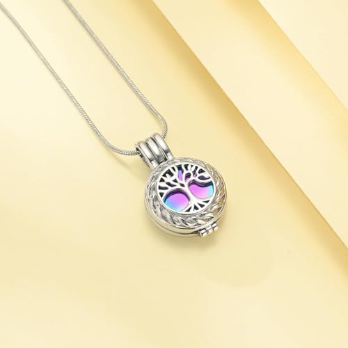 Tree of Life Cremation Jewellery for Ashes Pendant with Mini Keepsake Urn Memorial Human Pet Ash Jewellery rainbow