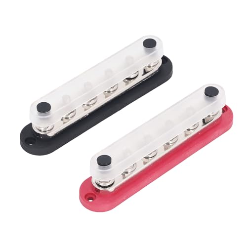 Busbar 300A 12-48V 5 Terminal Bolts Earthing Busbar with Protective Cover for Automobile Cars Boats Block Brass Busbar Terminal Block for