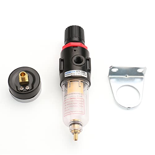 Baomain AFR-2000 pneumatic filter regulator with pressure gauge, 1/8-inch PT air treatment unit