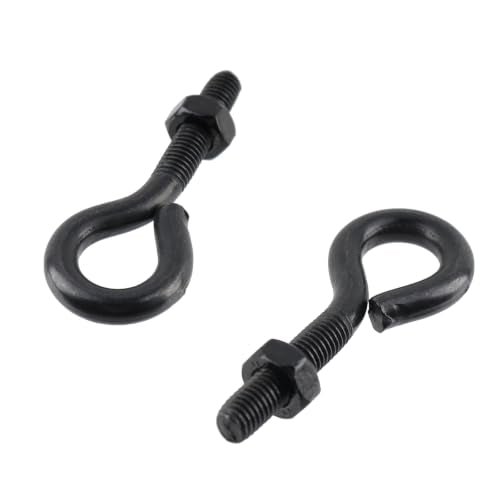 Dnyta M10x50 black eye bolts with nuts, 6-piece set for hanging or securing cables