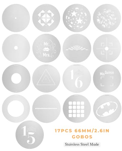17Pcs M-Size 66mm Stainless Steel Gobos Kit for Optical Snoot | Heat-Resistant Light Modifier for Godox/Aputure/Westcott 66mm/2.6inches Storytelling