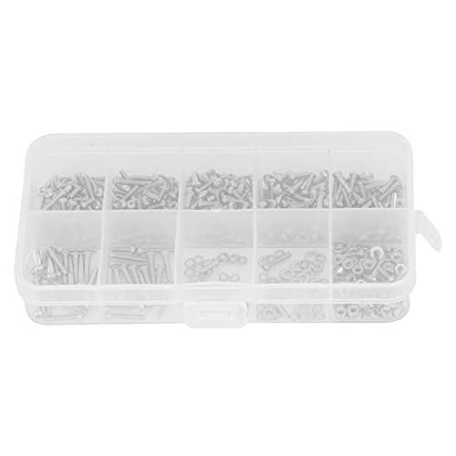 Generic stainless steel hex socket bolt, flat machine screw and nut assortment kit, 600-piece set