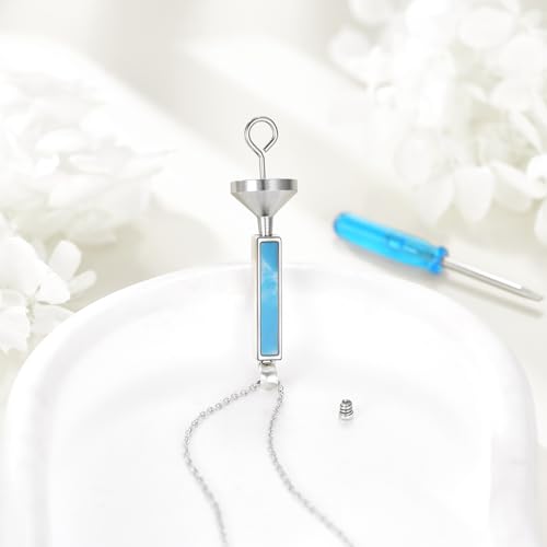 YFN Bar Larimar Urn Necklace Sterling Sliver Cremation Jewelry Urn Necklaces for Ashes for Women