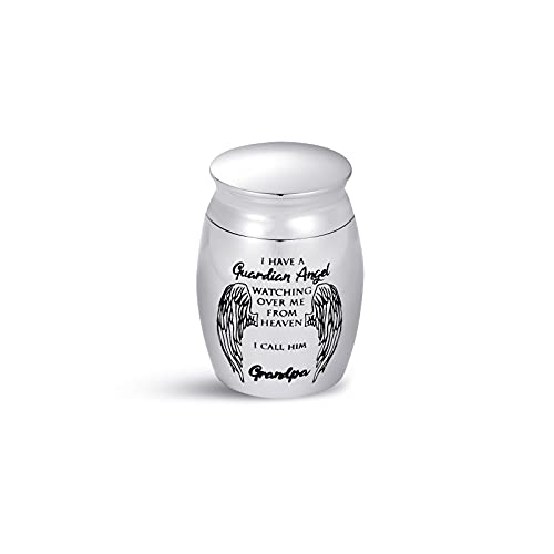 LSxAB Mini Urn for Ashes Grandfather Papa Men I Have a Guardian Angel Watching Over Me from Heaven I Call Him Grandpa