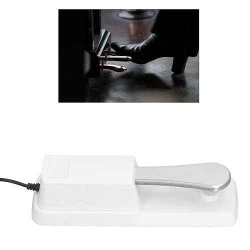 Focket Sustain Pedal, Universal Keyboard Sustain Pedal with 1/4in (6.35mm) Input Plug & Anti Slip Rubber Bottom, Piano Foot Pedal for Digital Piano, Electronic Keyboard, MIDI, Focket3tsrce7hf8-11 White