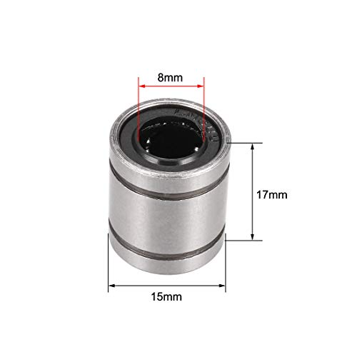uxcell LM8UU Linear Ball Bearings 8mm Bore 15mm OD 17mm Long for CNC Machine 3D Printer 10pcs