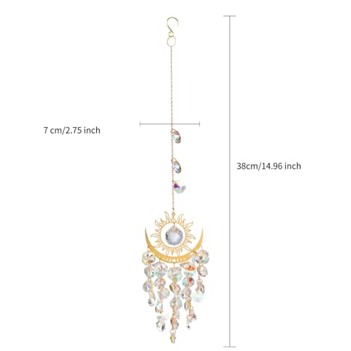Prism Window Suncatcher Hanging Indoor Celestial Crystal Moon and Sun Catchers Rainbow Maker Purple