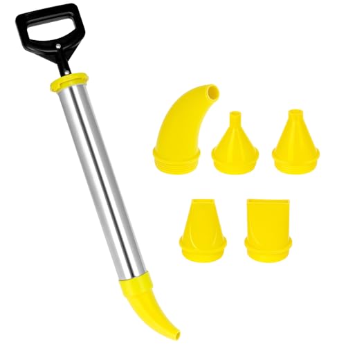 QWORK Stainless Steel Mortar Syringe with 5 Nozzles, Replacement Sealing Head and Gloves - Ergonomic and Durable for Precise Grouting