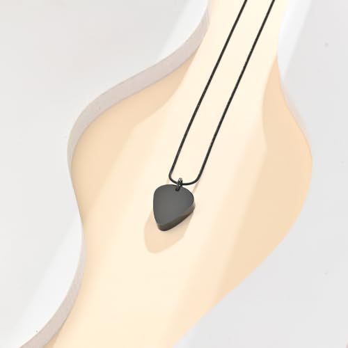 Guitar Pick Urn Necklace for Human Ashes Cremation Jewelry with Engraved Quote Memorial Keepsake for Musician/Pet Ashes, Sympathy Gift for Loss of Loved One Black