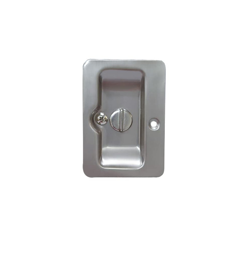 QCAA Premium Quality Solid Brass Rectangular Pocket Sliding Door Pull, Privacy Lock, 3-1/4''X2-1/4'', Aged Classic Bronze, 1 Pack, Made in Taiwan 1 Pack(Privacy Lock)