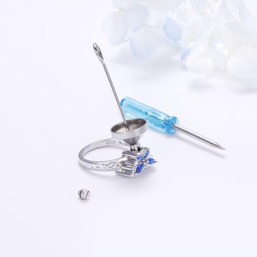 Butterfly Urn Rings for Ashes for Women 925 Sterling Silver Cremation Rings Memorial Keepsake Urn Locket Jewelry for Ashes of Loved Ones R 1/2