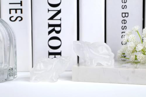 Turtle Travel Gifts for Women Clear Quartz Crystal Carved Handcrafted Healing Crystals Good Luck Office Desk Decor Figurines Statue Tortoise Decoration Sea Turtle Gifts for Women Lover White-clear Quartz