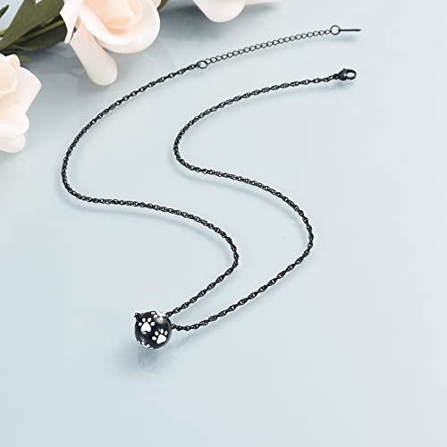 Paw Print Urn Cremation Necklace For Ashes Dog Cat Pet Paw Print Animal Keepsake Memorial Charm Pendant Necklace For Men Women B