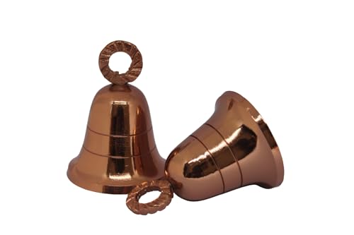 Rose-Gold Plain Indian Brass Jingle Bells for Home Door Décor Crafts Christmas Pet in Various Size and Set (2, 1.5 inch)