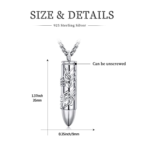 Sunflower Urn Necklace for Ashes Cremation Jewelry 925 Sterling Silver Bee Musical Note Dog Pendant Memorial Keepsake Necklace for Men Women