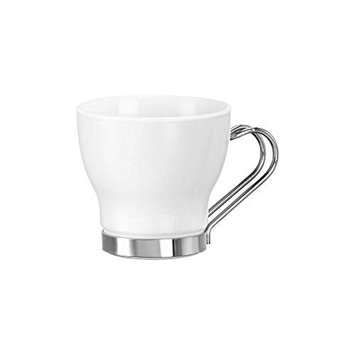 Bormioli Rocco 400891GRU021990 Espresso Opal with Stainless Steel Handle, 3.5 oz, White