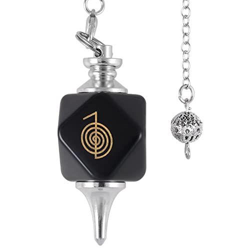 TUMBEELLUWA Cho Ku Rei Symbol Crystal Pendulum for Dowsing Black