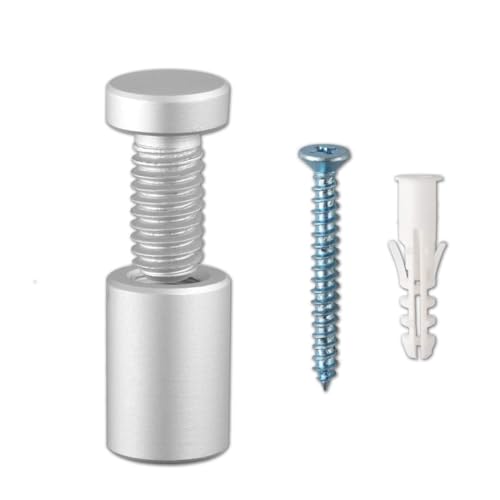 TUBYIC 1/2 x 3/4 inch solid aluminum sign standoff screws, silver spacers for glass or acrylic panels, 8 pack