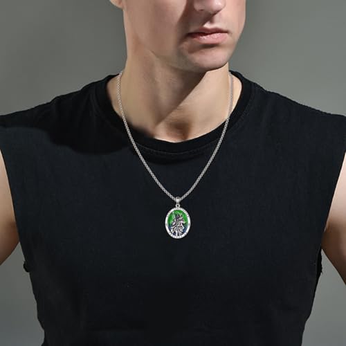 925 Sterling Silver Patron Saint Medal Necklace Catholic Protection Pendant Amulet Religious Protector Jewelry for Men Women 10a-St Christopher