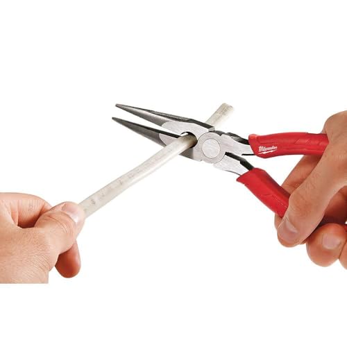 Milwaukee 48-22-6101 8-inch long nose needle-nose pliers with reaming head and fish tape pulling feature