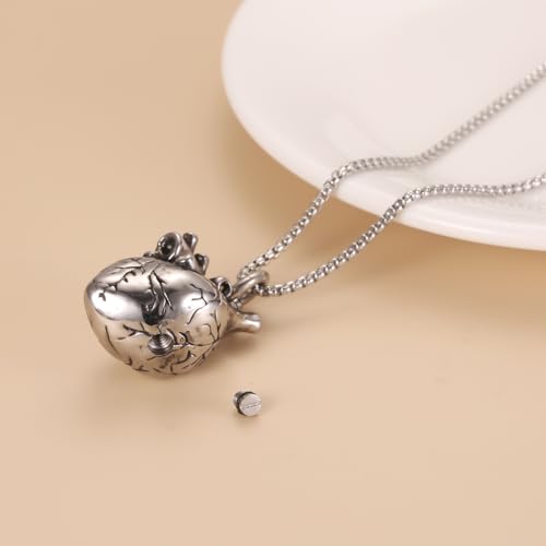 Anatomical 3D Heart Cremation Jewelry For Ashes Silver