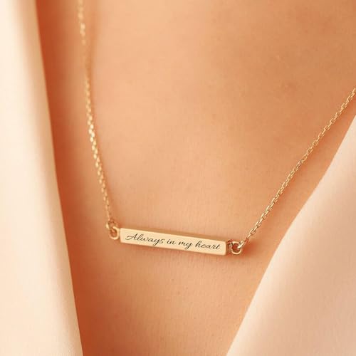 Horizontal Bar Urn Necklaces for Ashes for Women Stainless Steel Keepsake Memorial Cremation Jewelry Ashes Necklace Pendant Gold