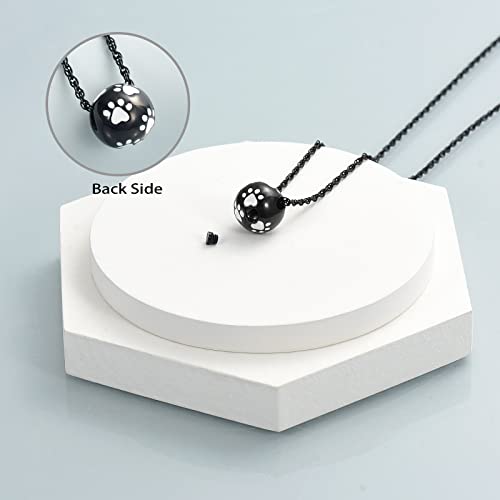 Paw Print Urn Cremation Necklace For Ashes Dog Cat Pet Paw Print Animal Keepsake Memorial Charm Pendant Necklace For Men Women B