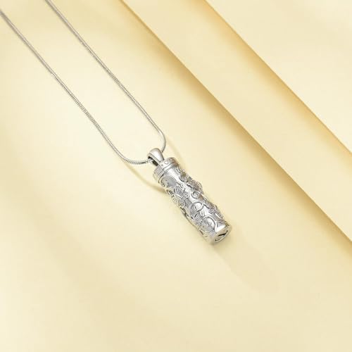 Cylinder Butterfly Urn Ashes Necklace for Women Men Cremation Jewelry of Loved Ones Memorial Vial Pendant Keepsake Jewellery Silver