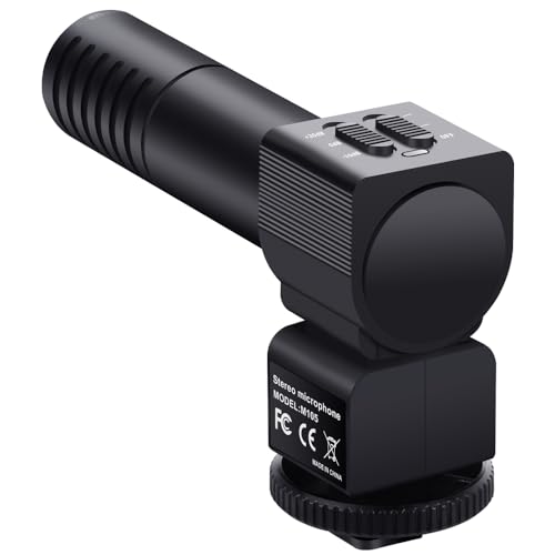 Microphone for Digital Camera with Shock Structure, Windscreen, 3.5mm Jack - Professional Stereo Recording Mic for Cameras, YouTube, Vlog