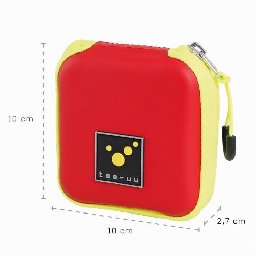 tee-uu Ampusafe Small | Red | Compact Ampoule with 8 Slots | Very compact, flat design: only 10 x 2.7 x 10 cm, made of shock-resistant EVA hard foam, zip, Velcro fleece outside