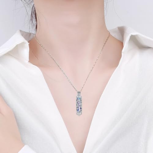 Imrsanl Cylinder Cremation Urn Necklace for Ashes of Loved One Tree-Colorful