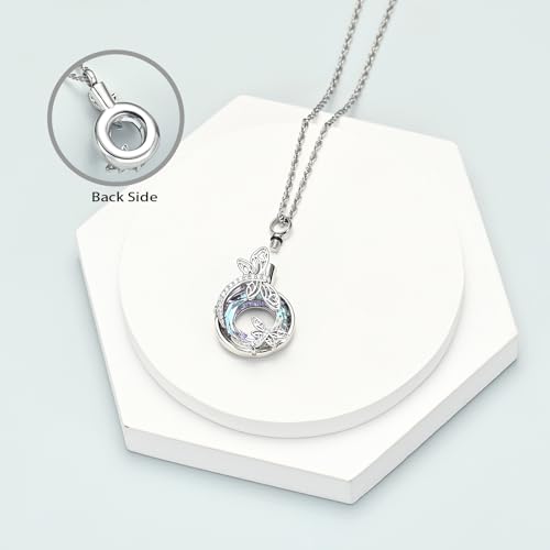 shajwo Cremation Jewelry Dragonfly Urn Ashes Necklace for Women Silver-purple